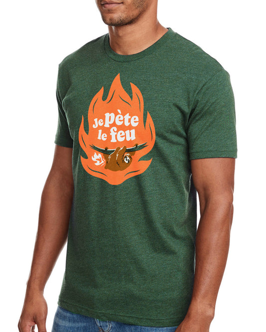 T-shirt Phoque Apparel vert Je pète le feu