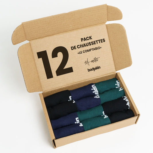 Le Pack «Le Comptable» 12 paires de chaussettes sélectionnées Bodyskin