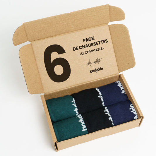 Le Pack «Le Comptable» 6 paires de chaussettes sélectionnées Bodyskin