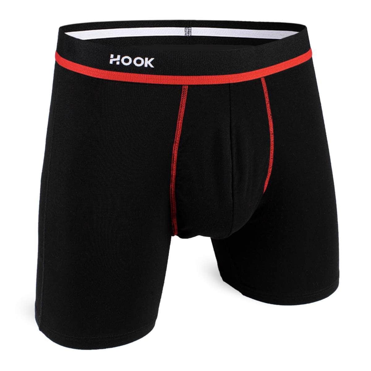 Boxer Hook Feel Solid Black & Red