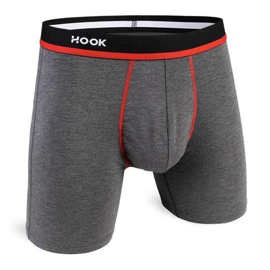 Boxer Hook Feel Solid Charcoal & Red